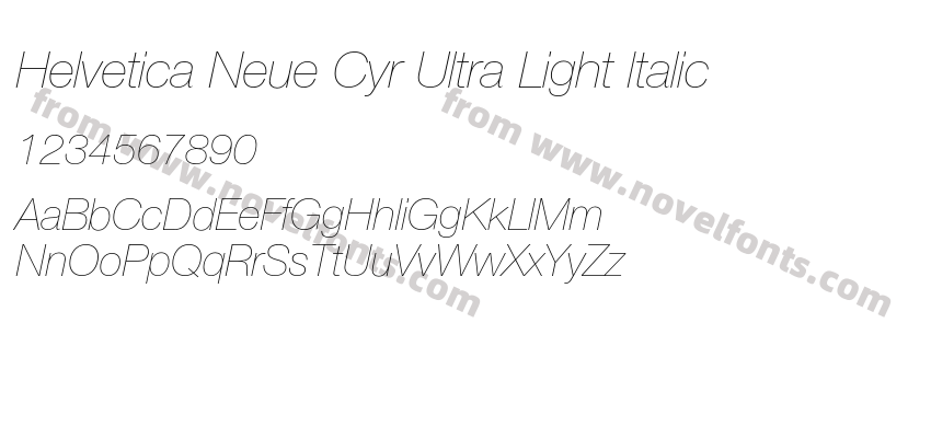 Helvetica Neue Cyr Ultra Light ItalicPreview