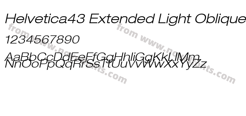 Helvetica43 Extended Light ObliquePreview