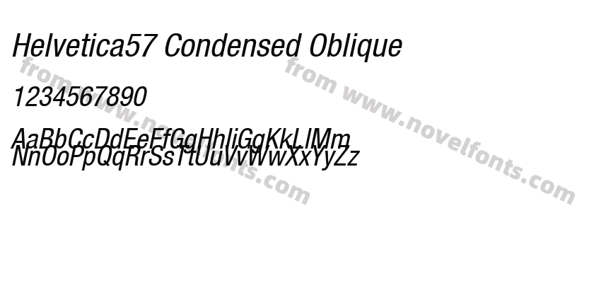 Helvetica57 Condensed ObliquePreview