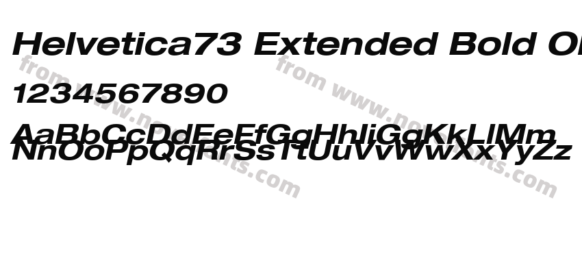 Helvetica73 Extended Bold ObliquePreview