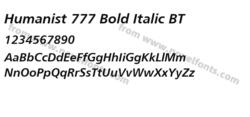 Humanist 777 Bold Italic BTPreview