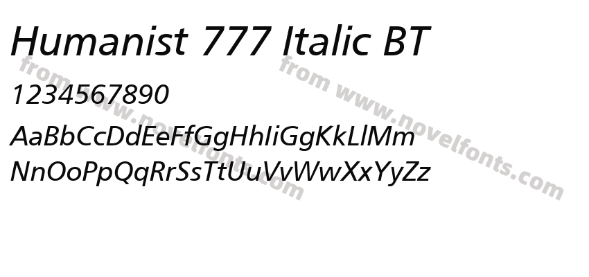 Humanist 777 Italic BTPreview