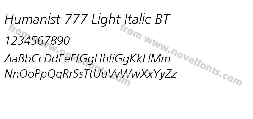 Humanist 777 Light Italic BTPreview