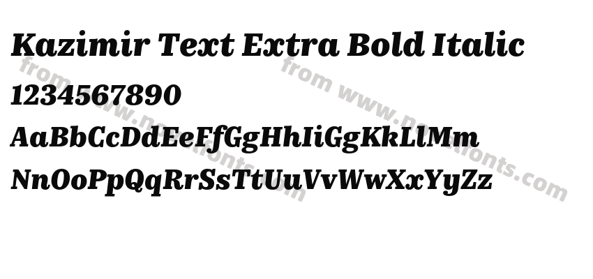 Kazimir Text Extra Bold ItalicPreview