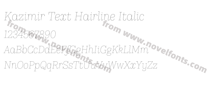 Kazimir Text Hairline ItalicPreview