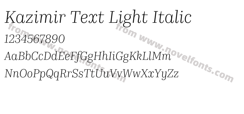 Kazimir Text Light ItalicPreview