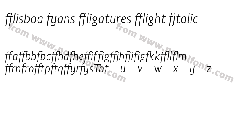 Lisboa Sans Ligatures Light ItalicPreview