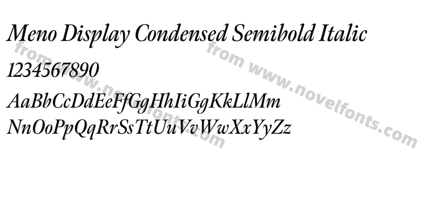 Meno Display Condensed Semibold ItalicPreview