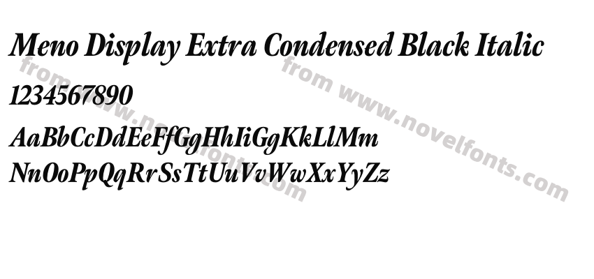 Meno Display Extra Condensed Black ItalicPreview