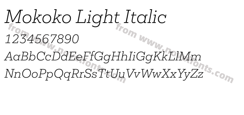 Mokoko Light ItalicPreview