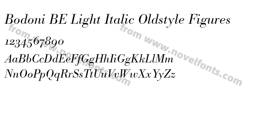 Bodoni BE Light Italic Oldstyle FiguresPreview