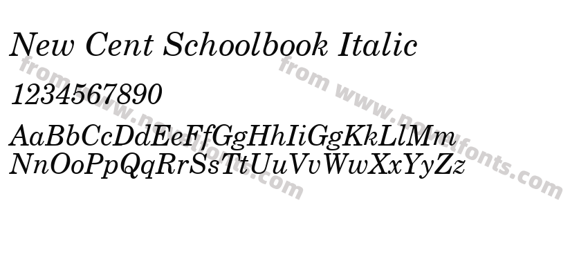 New Cent Schoolbook ItalicPreview