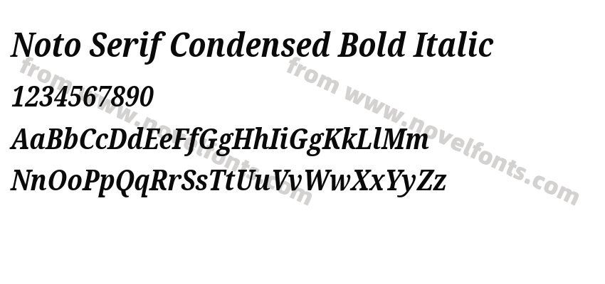 Noto Serif Condensed Bold ItalicPreview