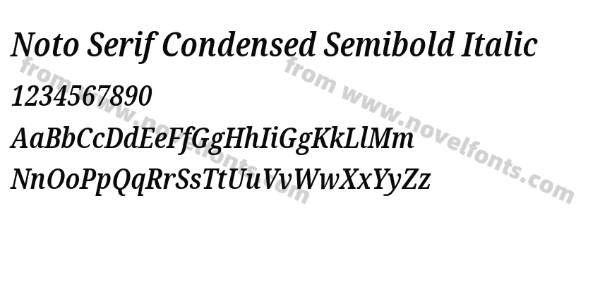 Noto Serif Condensed Semibold ItalicPreview