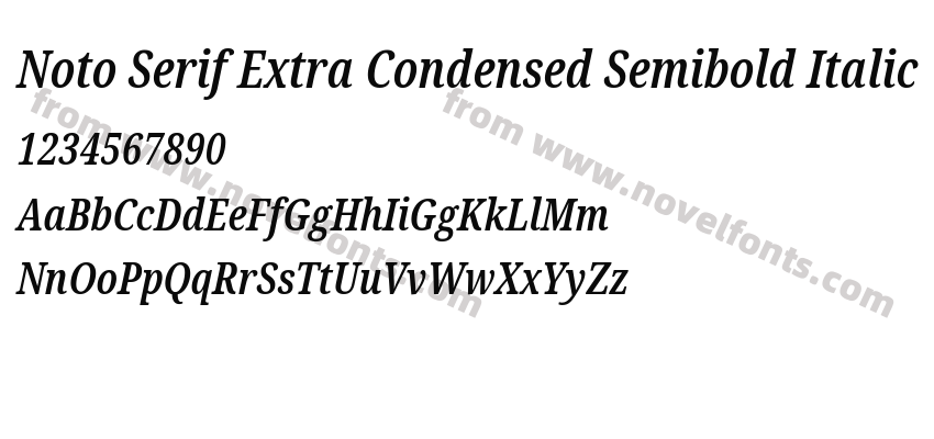 Noto Serif Extra Condensed Semibold ItalicPreview