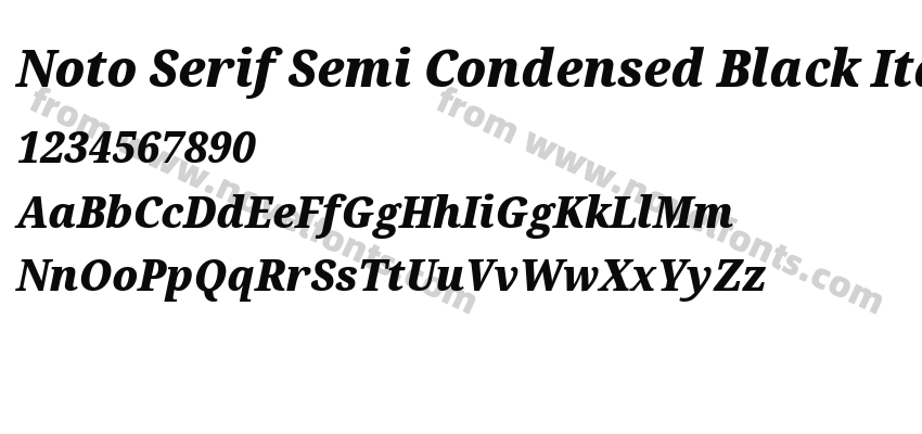 Noto Serif Semi Condensed Black ItalicPreview