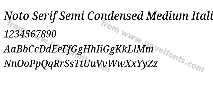 Noto Serif Semi Condensed Medium ItalicPreview