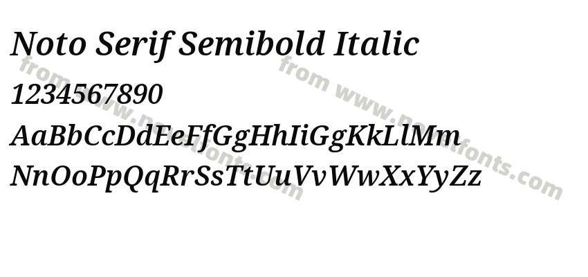 Noto Serif Semibold ItalicPreview