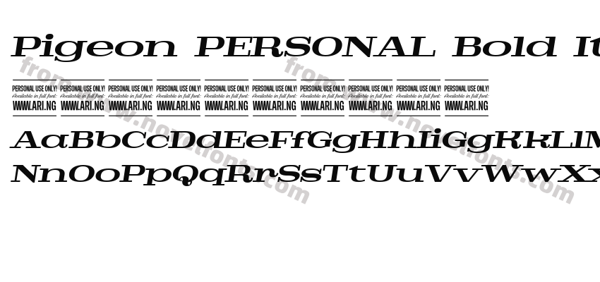 Pigeon PERSONAL Bold ItalicPreview