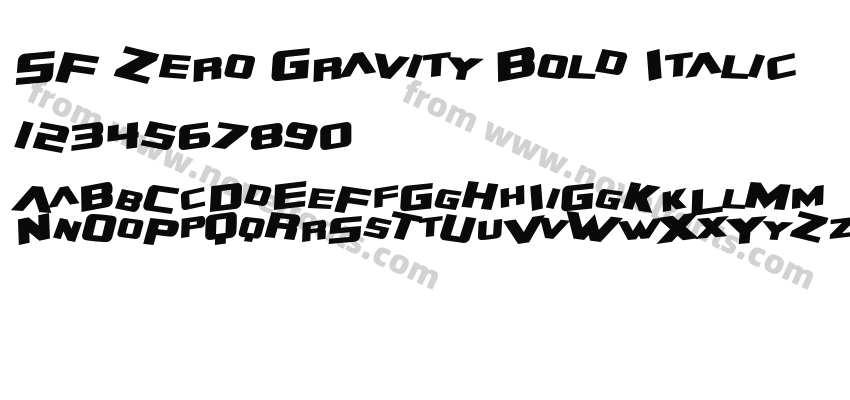 SF Zero Gravity Bold ItalicPreview