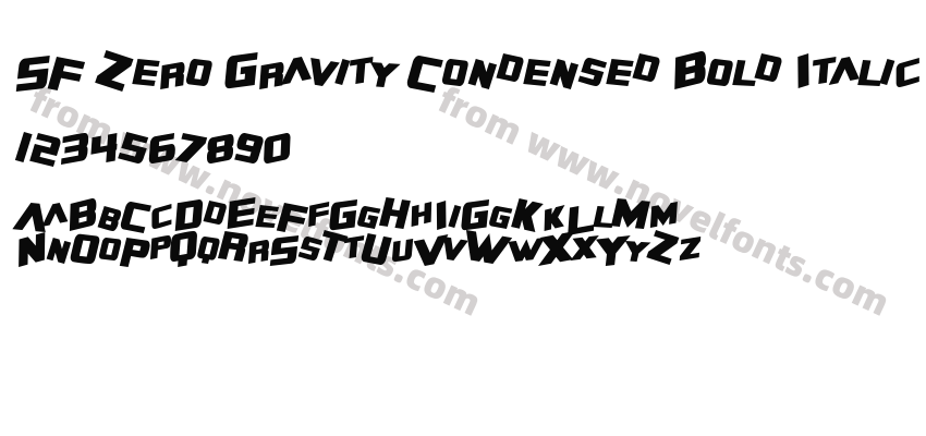 SF Zero Gravity Condensed Bold ItalicPreview