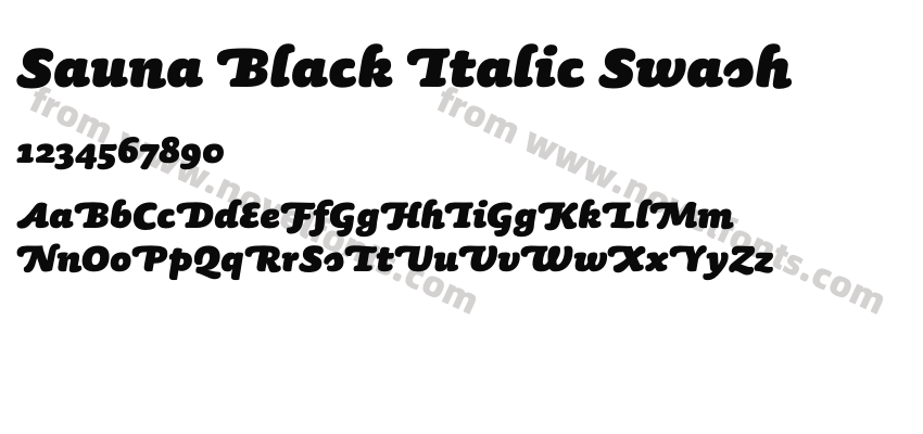 Sauna Black Italic SwashPreview