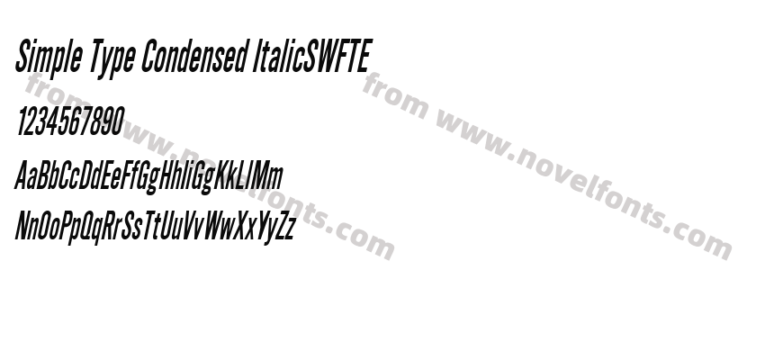 Simple Type Condensed ItalicSWFTEPreview