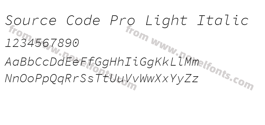 Source Code Pro Light ItalicPreview