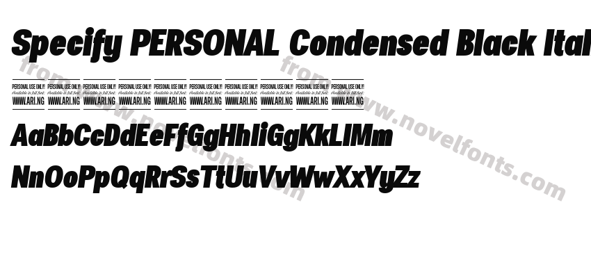 Specify PERSONAL Condensed Black ItalicPreview