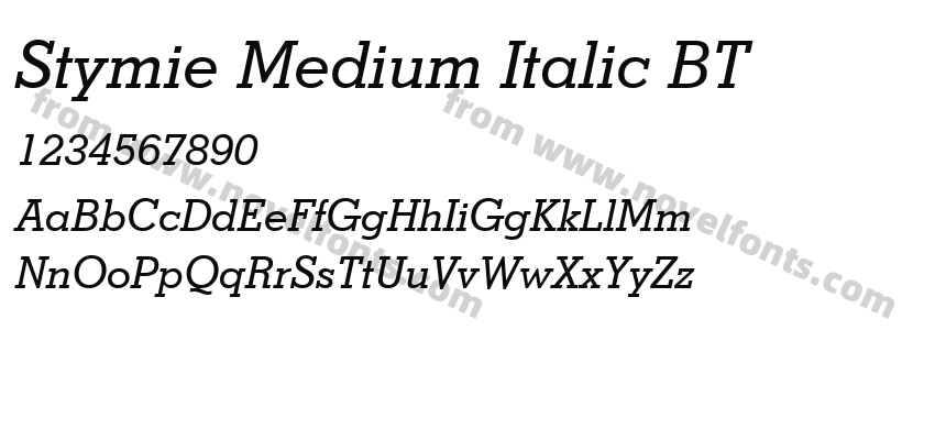 Stymie Medium Italic BTPreview