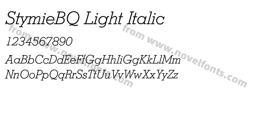 StymieBQ Light ItalicPreview