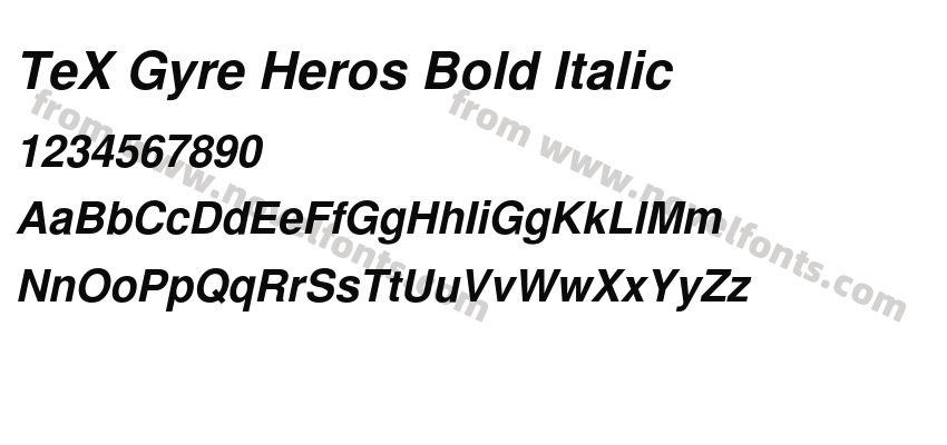 TeX Gyre Heros Bold ItalicPreview