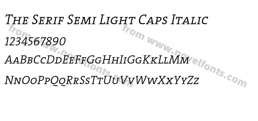 The Serif Semi Light Caps ItalicPreview