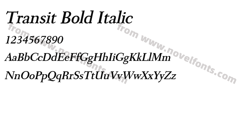 Transit Bold ItalicPreview