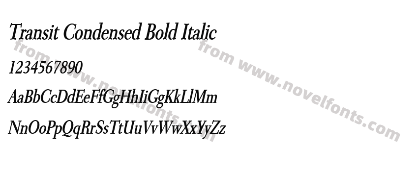 Transit Condensed Bold ItalicPreview