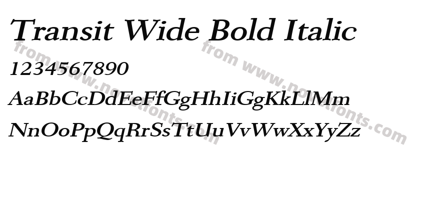 Transit Wide Bold ItalicPreview