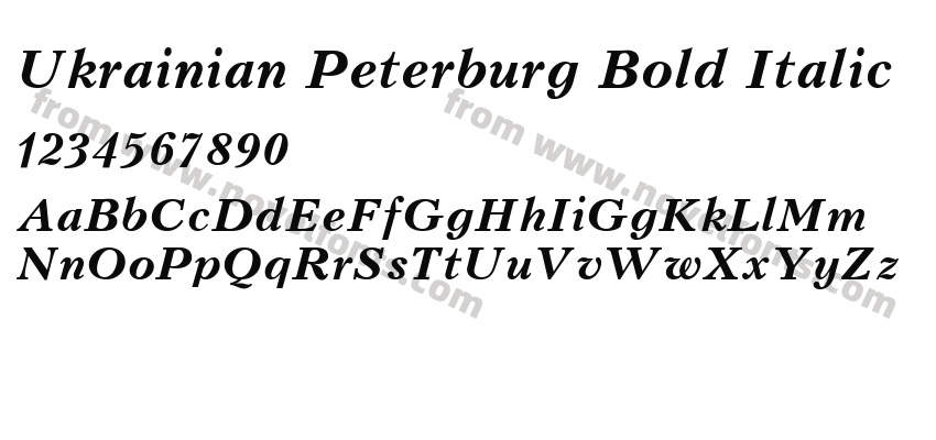 Ukrainian Peterburg Bold ItalicPreview