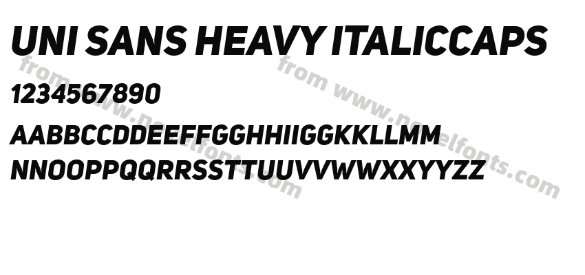 Uni Sans Heavy ItalicCAPSPreview