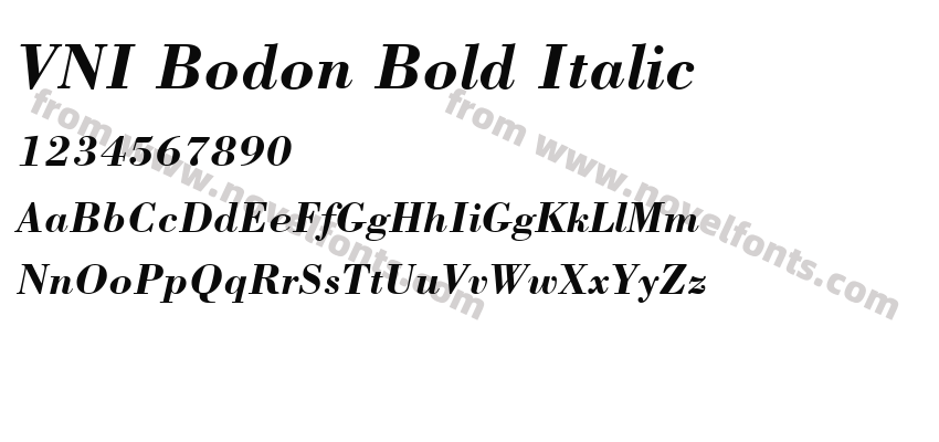 VNI Bodon Bold ItalicPreview