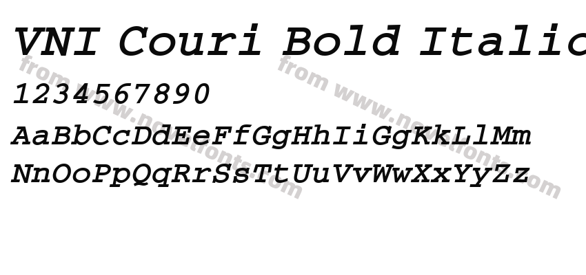 VNI Couri Bold ItalicPreview