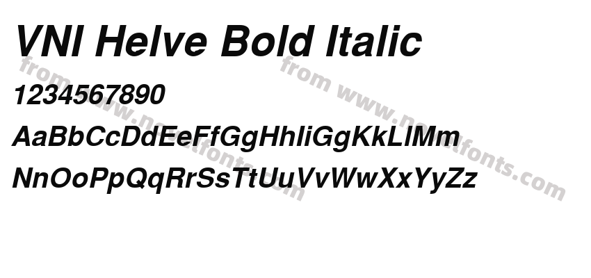 VNI Helve Bold ItalicPreview