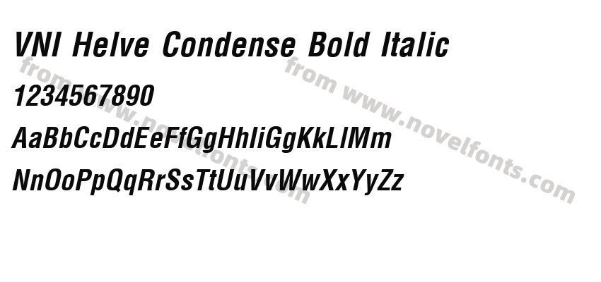 VNI Helve Condense Bold ItalicPreview