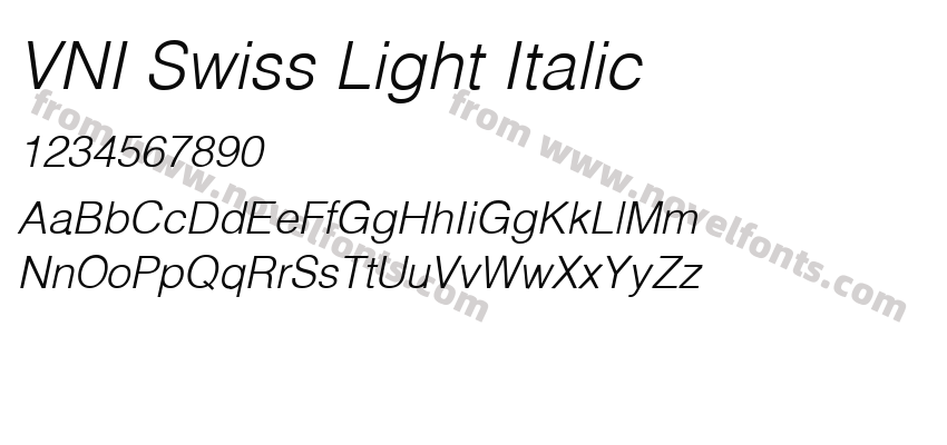 VNI Swiss Light ItalicPreview