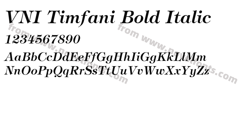 VNI Timfani Bold ItalicPreview