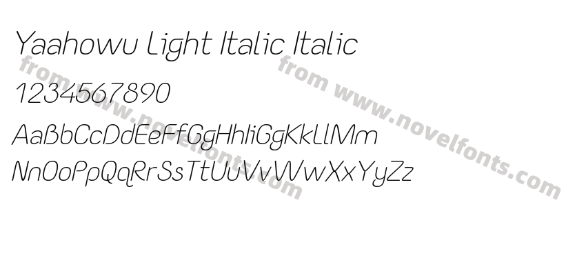 Yaahowu Light Italic ItalicPreview