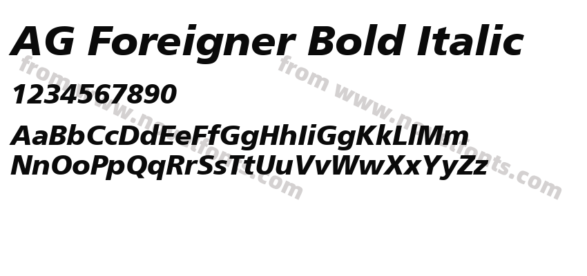 AG Foreigner Bold ItalicPreview