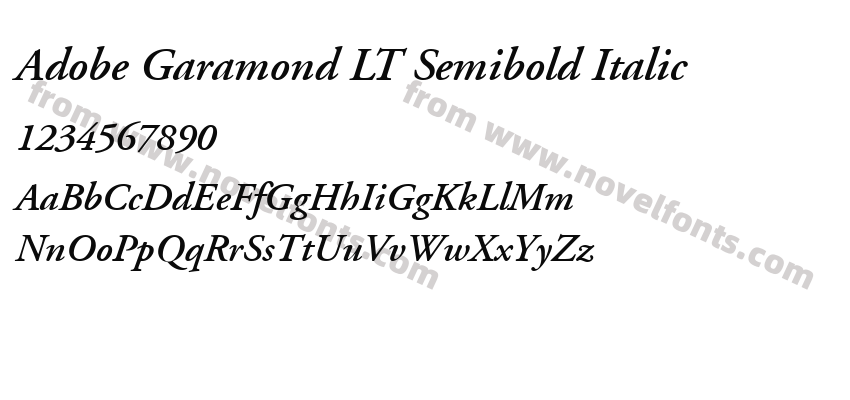 Adobe Garamond LT Semibold ItalicPreview