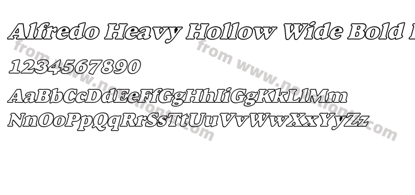 Alfredo Heavy Hollow Wide Bold ItalicPreview