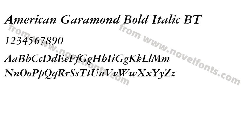 American Garamond Bold Italic BTPreview