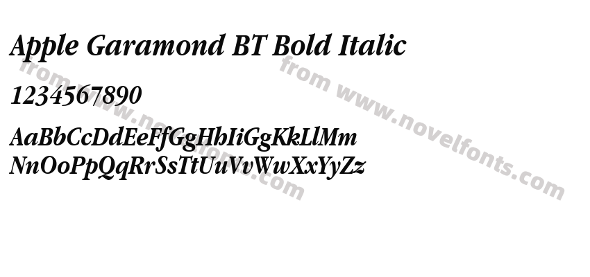 Apple Garamond BT Bold ItalicPreview